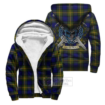 Moore Tartan Sherpa Hoodie with Family Crest Celtic Skull Style Unisex S - Tartan Vibes Clothing