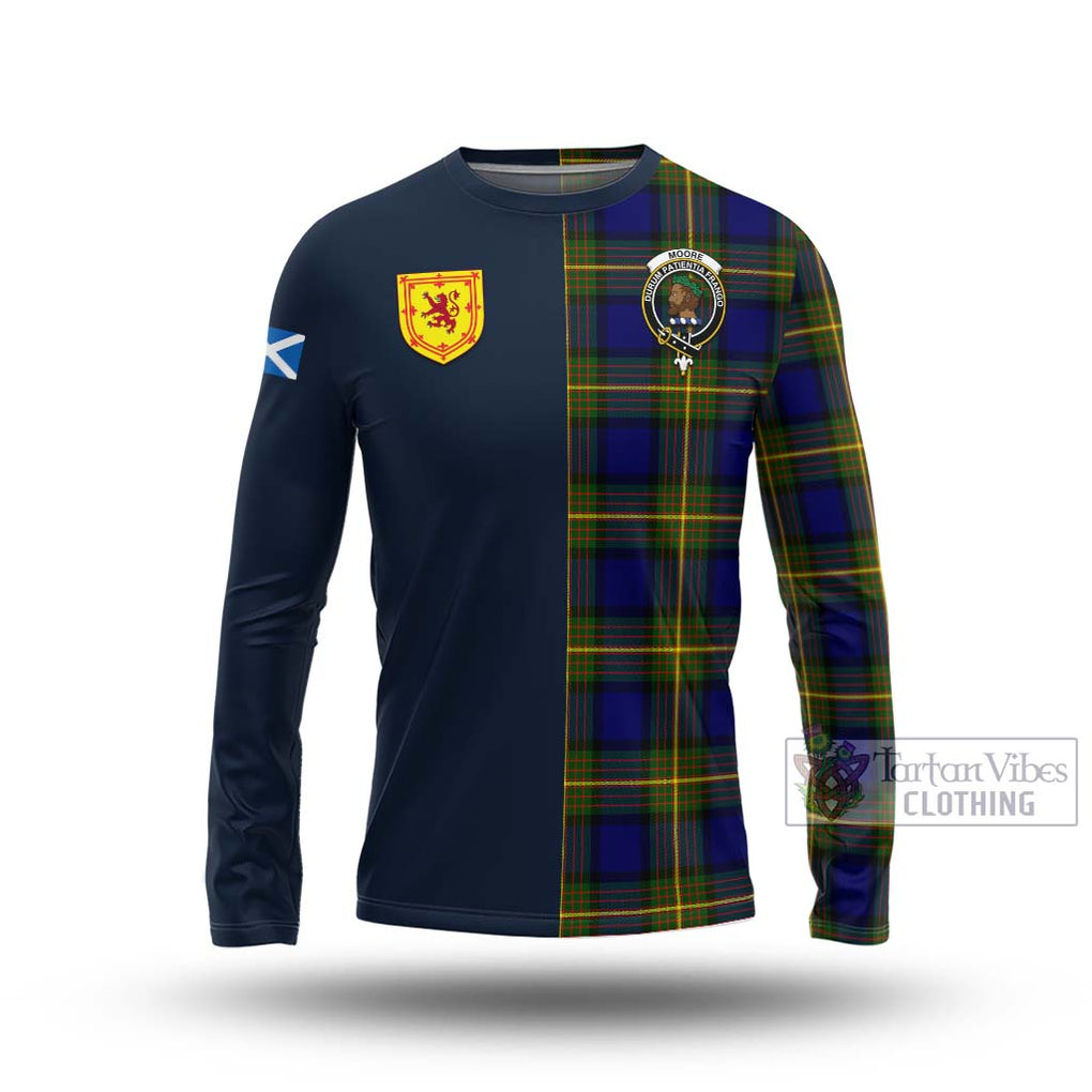 Moore Tartan Long Sleeve T-Shirt Alba with Scottish Lion Royal Arm Half Style Unisex - Tartan Vibes Clothing