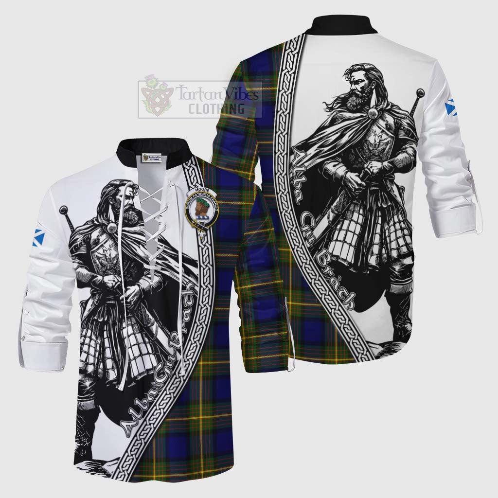 Moore Tartan Clan Crest Ghillie Kilt Shirt with Highlander Warrior Celtic Style Men - Tartan Vibes Clothing