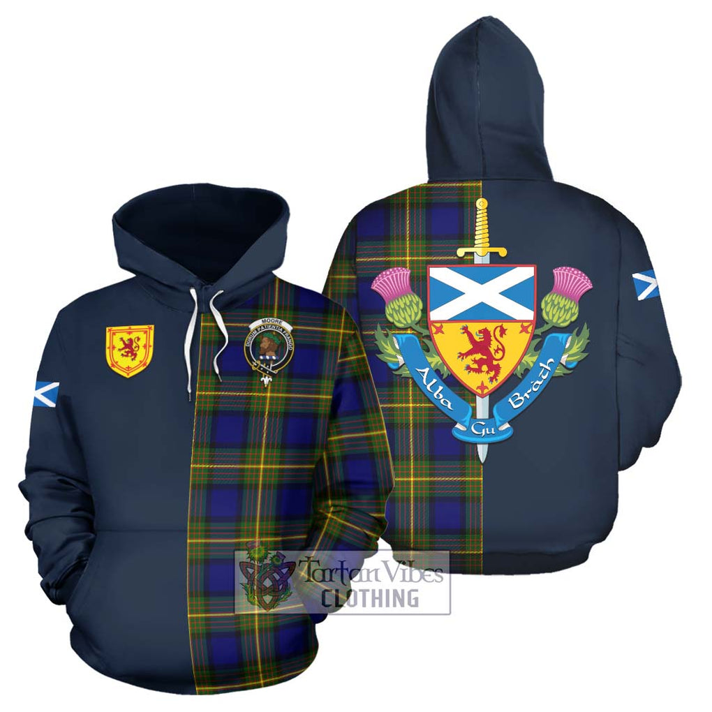 Moore Tartan Hoodie Alba with Scottish Lion Royal Arm Half Style Zip Hoodie - Tartan Vibes Clothing