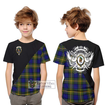 Moore Tartan Kid T-Shirt with Family Crest and Military Logo Style Youth XL Size14 - Tartan Vibes Clothing