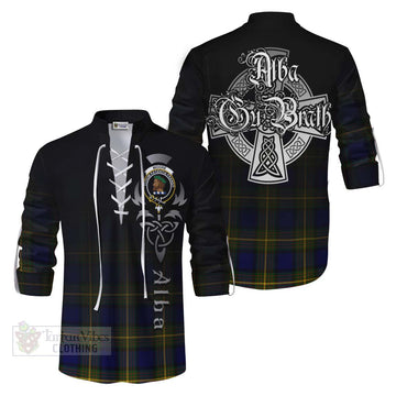 Moore Tartan Ghillie Kilt Shirt Featuring Alba Gu Brath Family Crest Celtic Inspired Men - Tartan Vibes Clothing