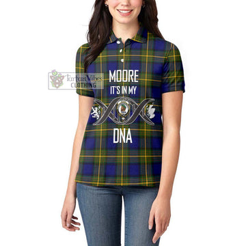 Moore Tartan Women's Polo Shirt with Family Crest DNA In Me Style Women - Tartan Vibes Clothing