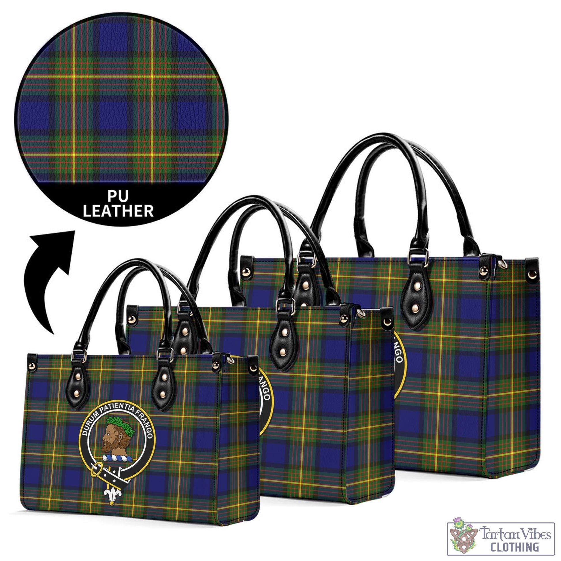 Moore Tartan Luxury Leather Handbags with Family Crest L - Tartan Vibes Clothing