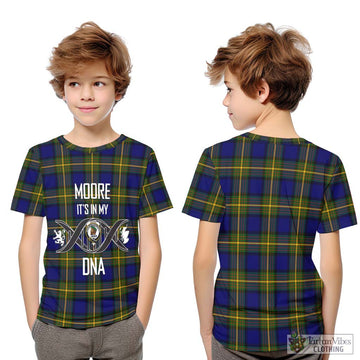 Moore Tartan Kid T-Shirt with Family Crest DNA In Me Style Youth XL Size14 - Tartan Vibes Clothing