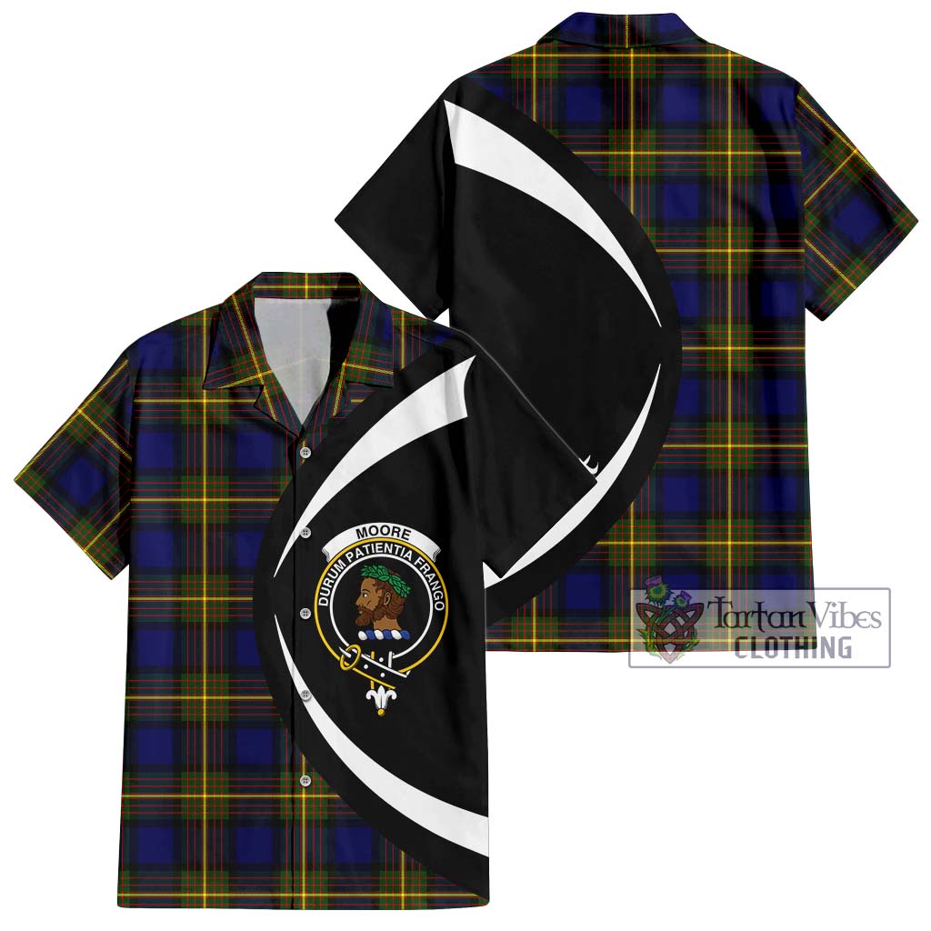 Moore Tartan Hawaiian Shirt with Family Crest Circle Style Kid - Tartan Vibes Clothing
