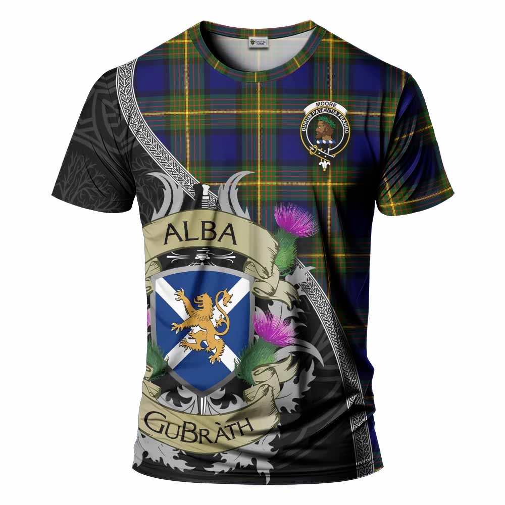 Moore Tartan Family Crest T-Shirt Lion Rampant Royal Thistle Shield Celtic Inspired Kid's Shirt - Tartan Vibes Clothing