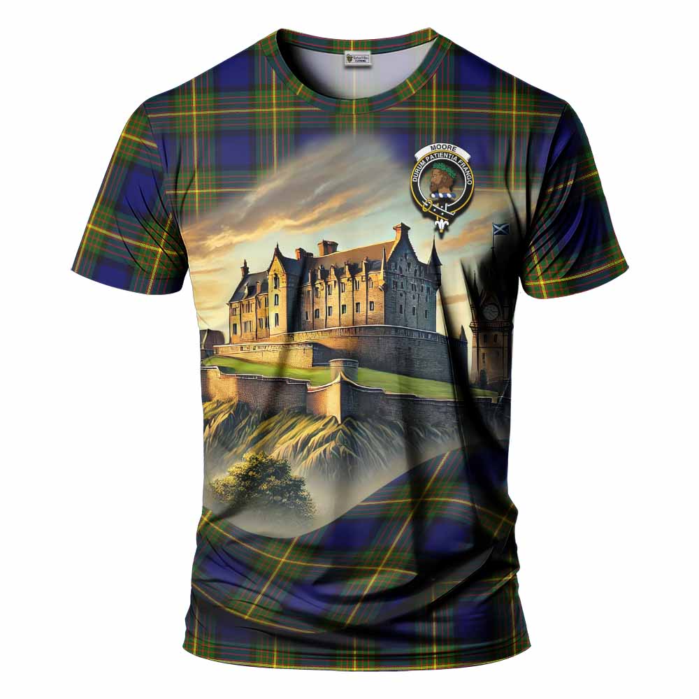 Moore Tartan Family Crest T-Shirt with Scottish Ancient Castle Style Kid's Shirt - Tartan Vibes Clothing