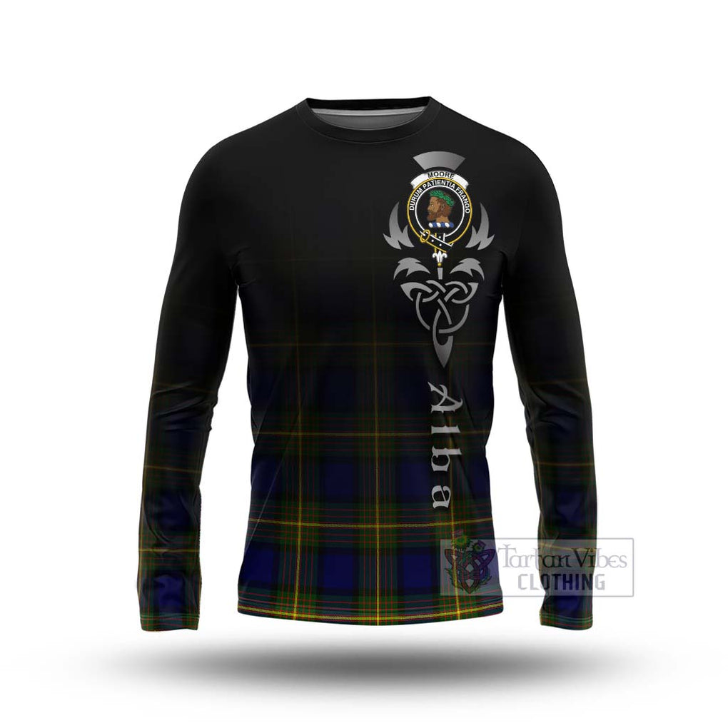 Moore Tartan Long Sleeve T-Shirt Featuring Alba Gu Brath Family Crest Celtic Inspired Unisex - Tartan Vibes Clothing