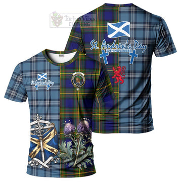 Moore Tartan T-Shirt Happy St. Andrew's Day Half Tartan Style Kid's Shirt - Tartan Vibes Clothing