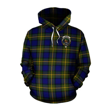 Moore Tartan Cotton Hoodie with Family Crest and Bearded Skull Holding Bottles of Whiskey Pullover Hoodie XS - Tartan Vibes Clothing