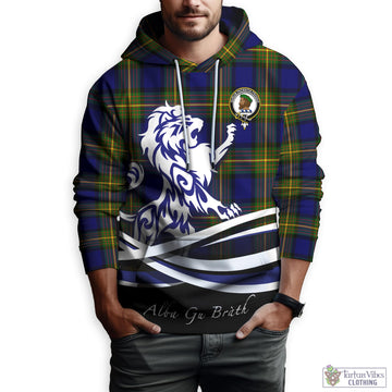 Moore Tartan Hoodie with Alba Gu Brath Regal Lion Emblem Zip Hoodie - Tartan Vibes Clothing