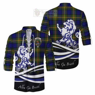Moore Tartan Ghillie Kilt Shirt with Alba Gu Brath Regal Lion Emblem Men - Tartan Vibes Clothing
