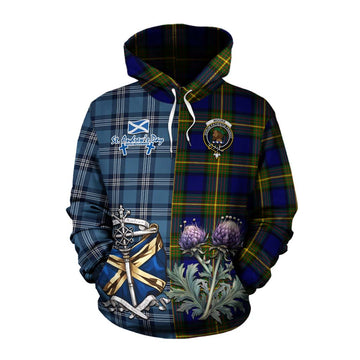 Moore Tartan Cotton Hoodie Happy St. Andrew's Day Half Tartan Style Pullover Hoodie XS - Tartan Vibes Clothing