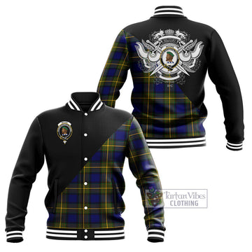 Moore Tartan Baseball Jacket with Family Crest and Military Logo Style Unisex - Tartan Vibes Clothing