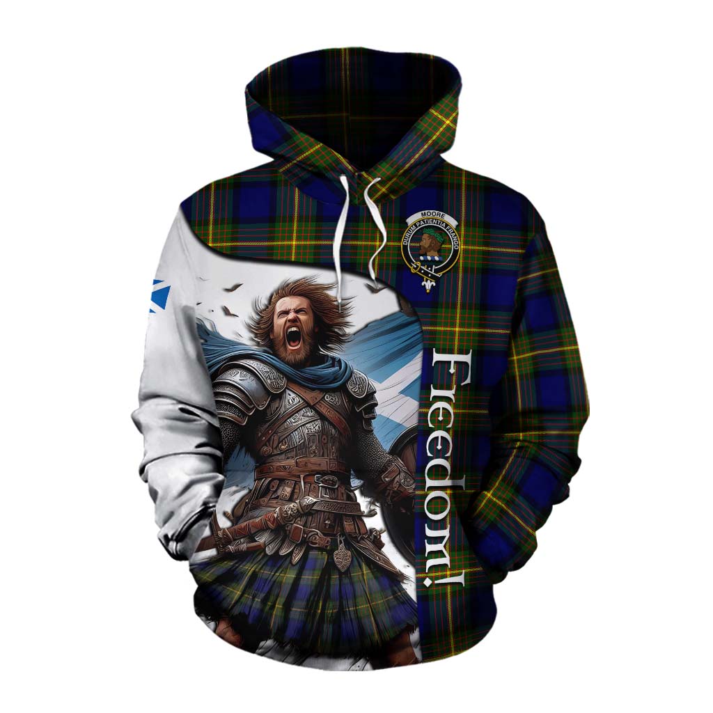 Tartan Vibes Clothing Moore Crest Tartan Cotton Hoodie Inspired by the Freedom of Scottish Warrior