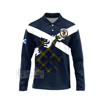 Moore Tartan Lion Rampant Long Sleeve Polo Shirt Proudly Display Your Heritage with Alba Gu Brath and Clan Name Unisex - Tartan Vibes Clothing