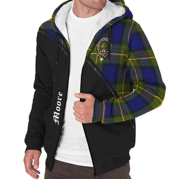 Moore Tartan Sherpa Hoodie with Family Crest Curve Style