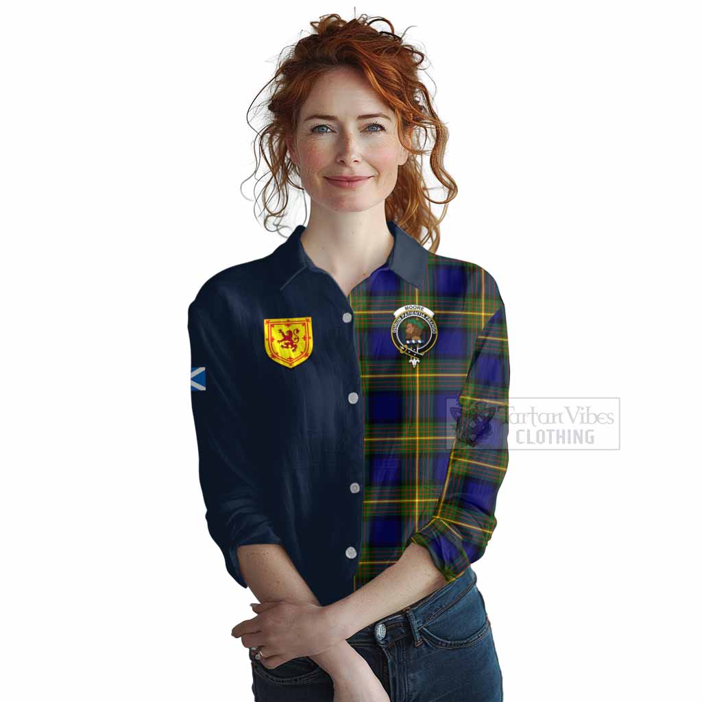 Moore Tartan Women's Casual Shirt Alba with Scottish Lion Royal Arm Half Style Female - Tartan Vibes Clothing