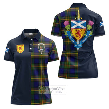 Moore Tartan Women's Polo Shirt Alba with Scottish Lion Royal Arm Half Style Women - Tartan Vibes Clothing