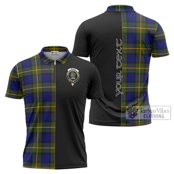 Moore Tartan Zipper Polo Shirt with Family Crest and Half Of Me Style Unisex - Tartan Vibes Clothing