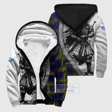 Moore Tartan Clan Crest Sherpa Hoodie with Highlander Warrior Celtic Style Unisex S - Tartan Vibes Clothing