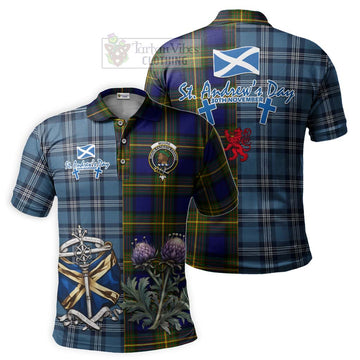 Moore Tartan Polo Shirt Happy St. Andrew's Day Half Tartan Style Kid - Tartan Vibes Clothing