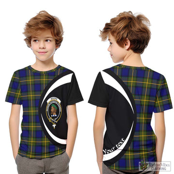Moore Tartan Kid T-Shirt with Family Crest Circle Style Youth XL Size14 - Tartan Vibes Clothing