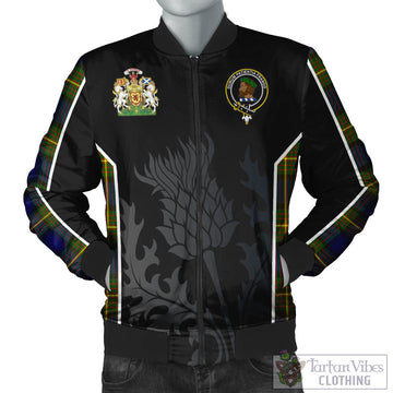 Moore Tartan Bomber Jacket with Family Crest and Scottish Thistle Vibes Sport Style