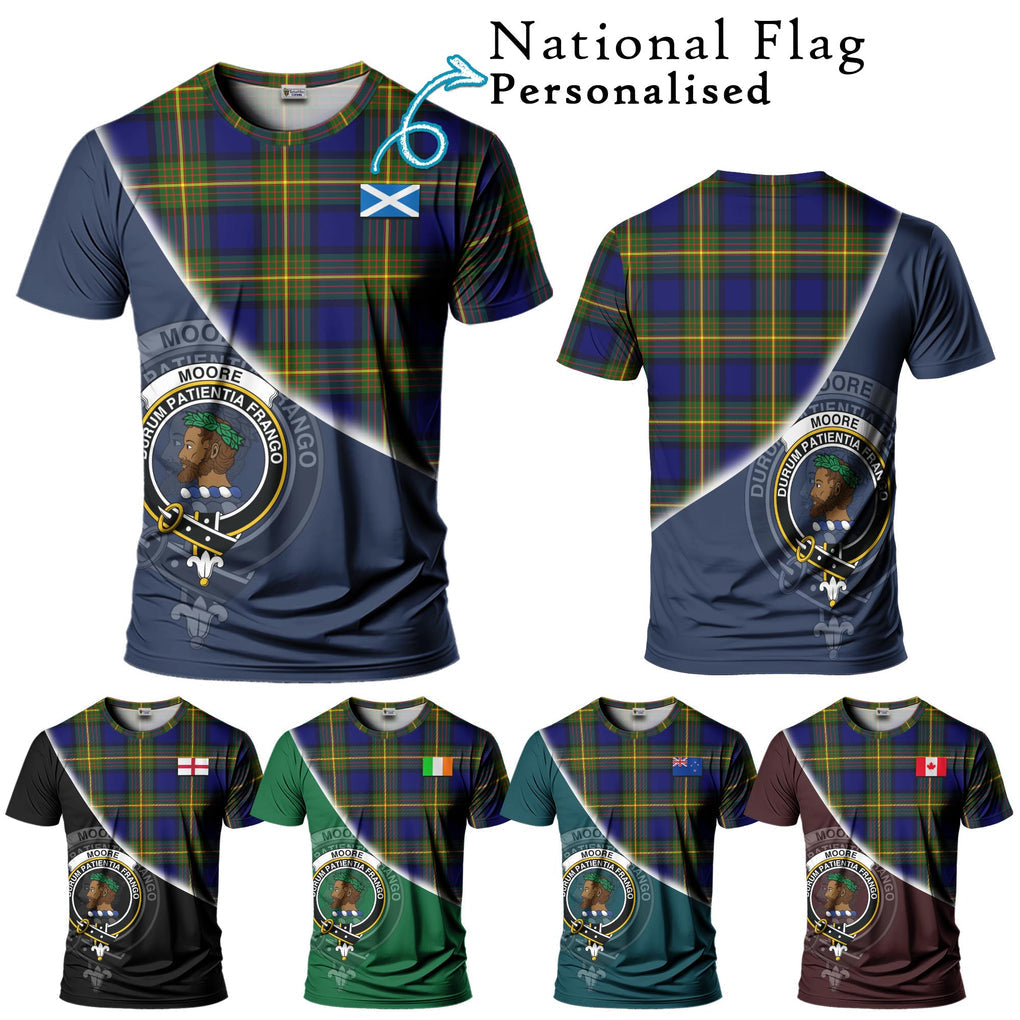 Moore Tartan T-Shirt with Personalised National Flag and Family Crest Half Style Kid's Shirt - Tartan Vibes Clothing