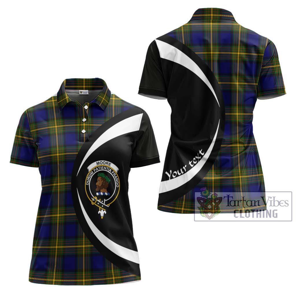 Moore Tartan Women's Polo Shirt with Family Crest Circle Style Women - Tartan Vibes Clothing