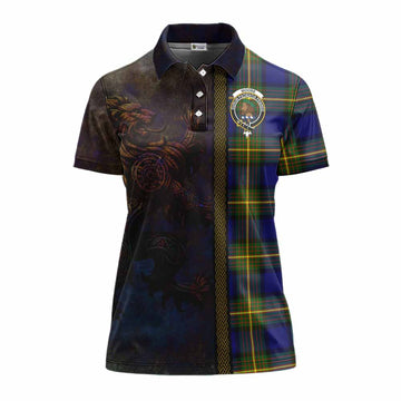 Tartan Vibes Clothing Moore Tartan Family Crest Women's Polo Shirt Alba Gu Brath Be Brave Lion Ancient Style