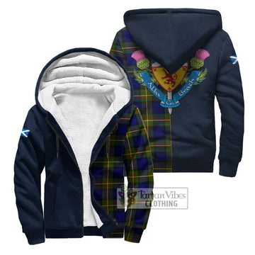 Moore Tartan Sherpa Hoodie Alba with Scottish Lion Royal Arm Half Style Unisex S - Tartan Vibes Clothing