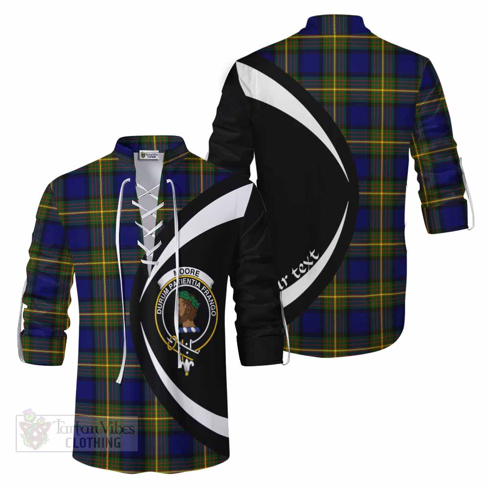 Moore Tartan Ghillie Kilt Shirt with Family Crest Circle Style Men - Tartan Vibes Clothing