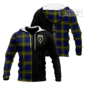 Moore Tartan Knitted Hoodie with Family Crest and Half Of Me Style Unisex Knitted Pullover Hoodie - Tartan Vibes Clothing