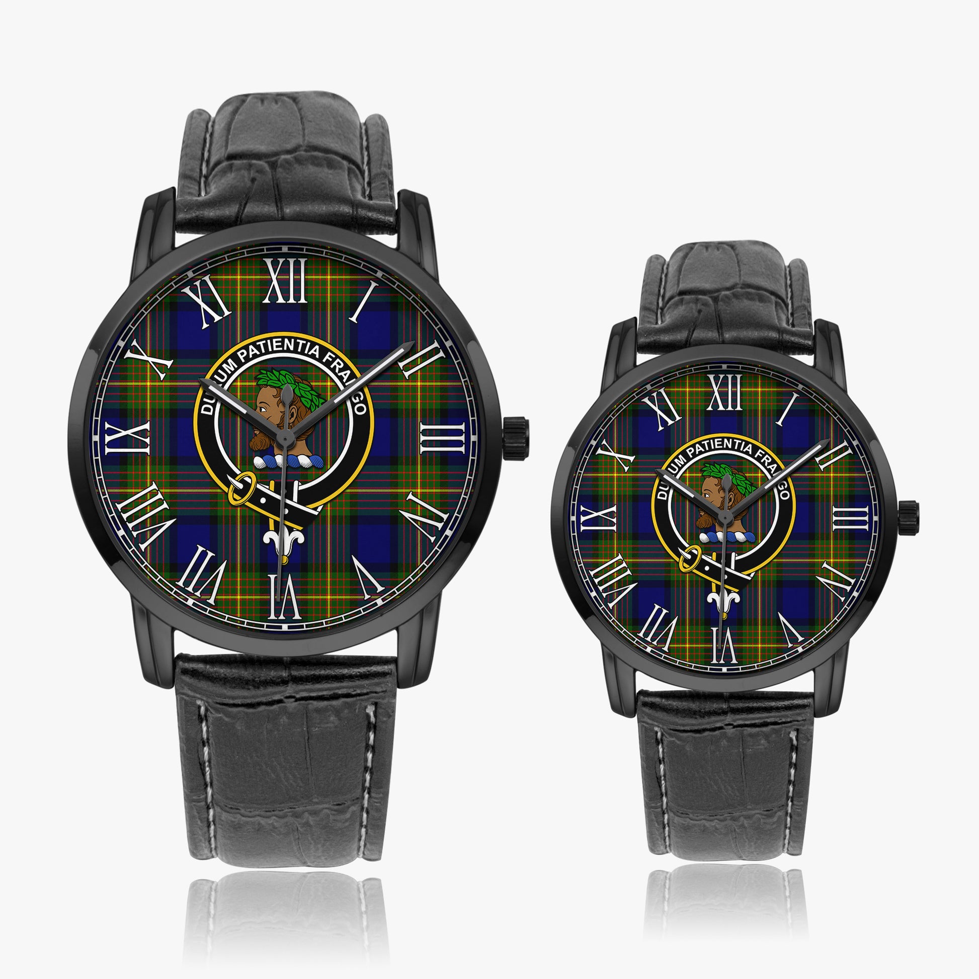 Moore Tartan Family Crest Leather Strap Quartz Watch Wide Type - Tartan Vibes Clothing