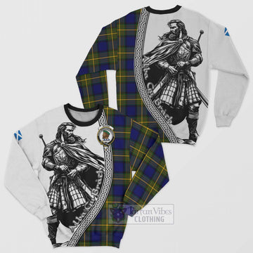 Moore Tartan Clan Crest Sweatshirt with Highlander Warrior Celtic Style Unisex - Tartan Vibes Clothing