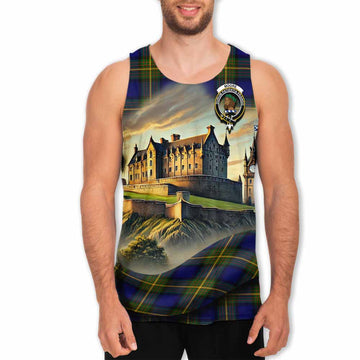 Moore Tartan Family Crest Men's Tank Top with Scottish Ancient Castle Style Men - Tartan Vibes Clothing