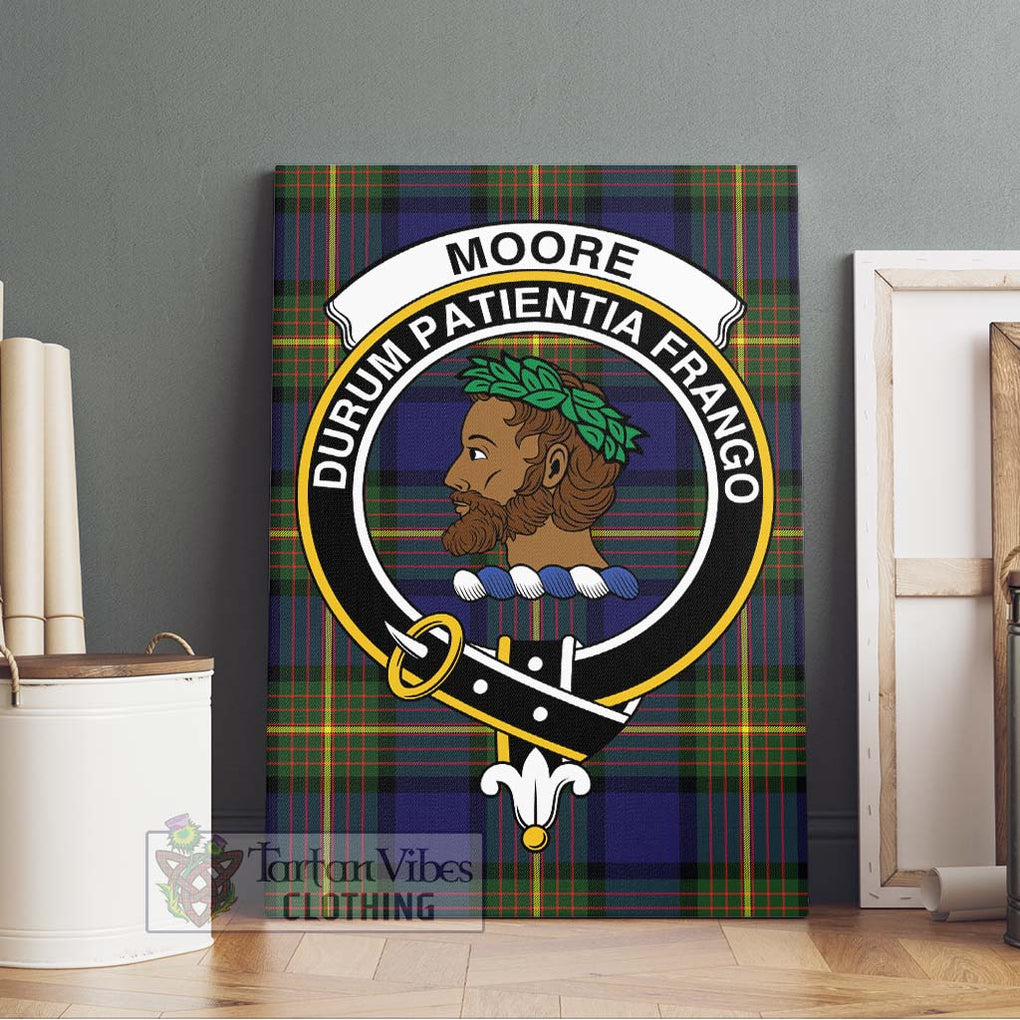 Moore Tartan Canvas Print Wall Art with Family Crest Without Frame - Tartan Vibes Clothing