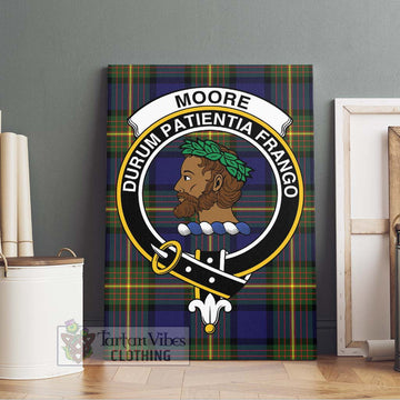 Moore Tartan Canvas Print Wall Art with Family Crest Without Frame - Tartan Vibes Clothing