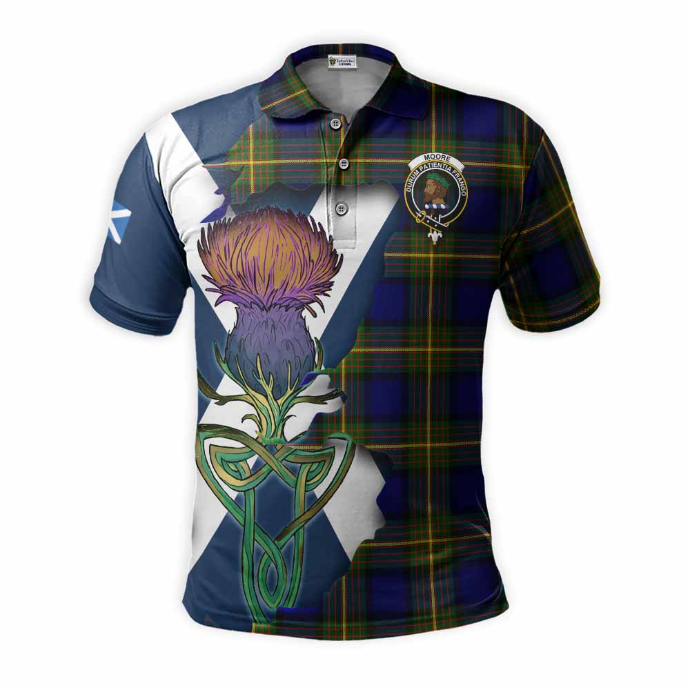 Moore Tartan Family Crest Polo Shirt Scottish Thistle Celtic Inspired Kid - Tartan Vibes Clothing