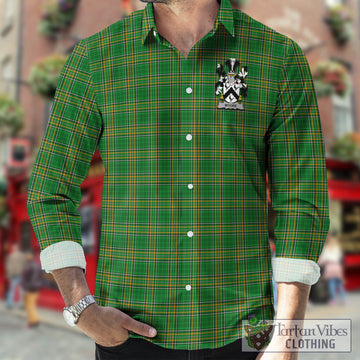 Moore Irish Clan Tartan Long Sleeve Button Up with Coat of Arms