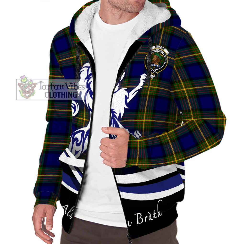 Moore Tartan Sherpa Hoodie with Alba Gu Brath Regal Lion Emblem Unisex S - Tartan Vibes Clothing