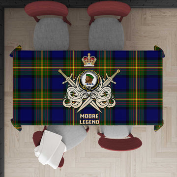 Moore Tartan Tablecloth with Clan Crest and the Golden Sword of Courageous Legacy