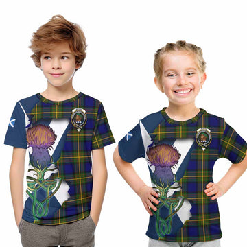 Tartan Vibes Clothing Moore Tartan Family Crest Kid T-Shirt Scottish Thistle Celtic Inspired