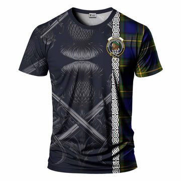 Moore Tartan T-Shirt with Family Crest Cross Sword Thistle Celtic Vibes Kid's Shirt - Tartan Vibes Clothing