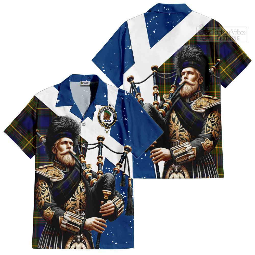 Moore Tartan Hawaiian Shirt with Family Crest Scottish Bagpiper Vibes Kid - Tartan Vibes Clothing