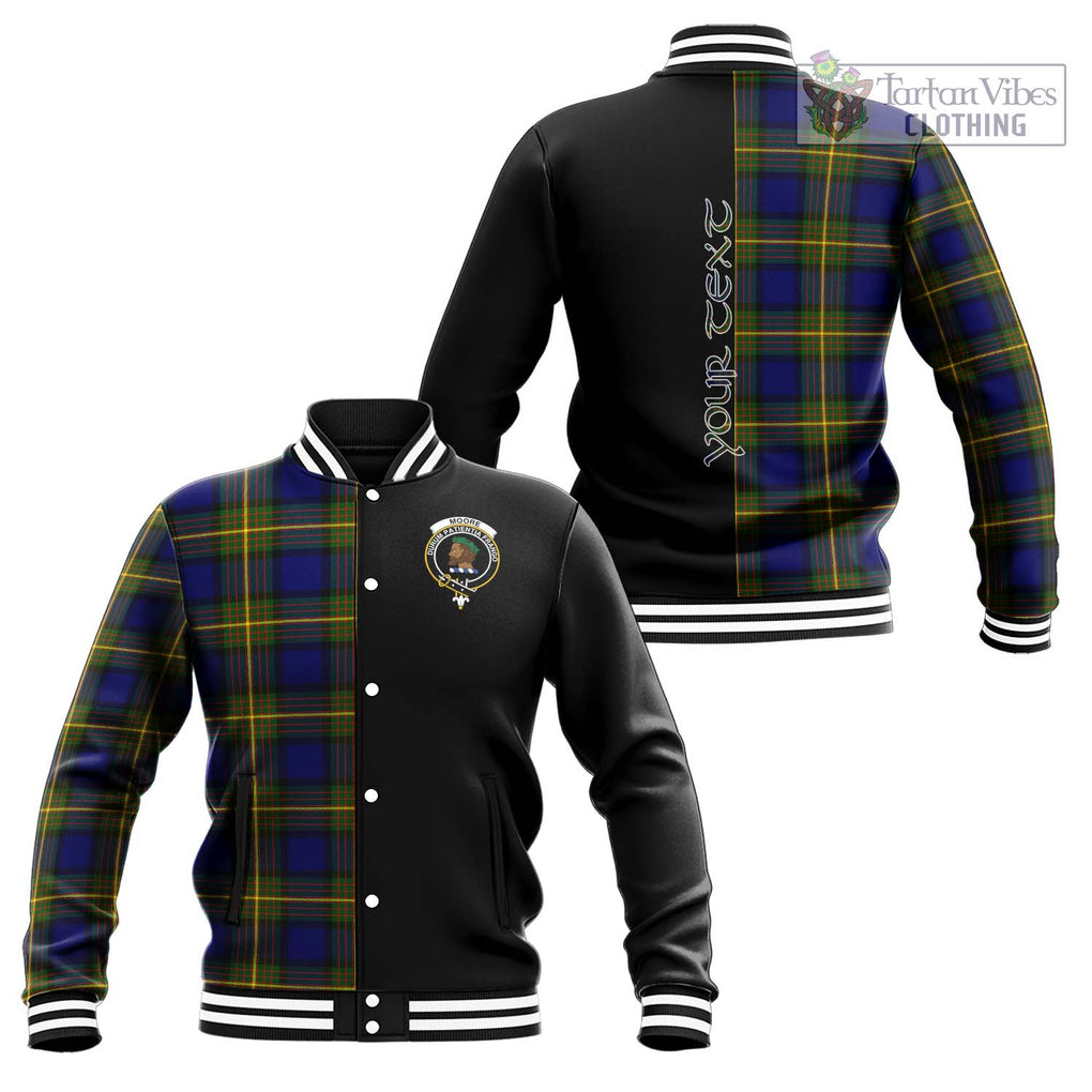 Moore Tartan Baseball Jacket with Family Crest and Half Of Me Style Unisex - Tartan Vibes Clothing