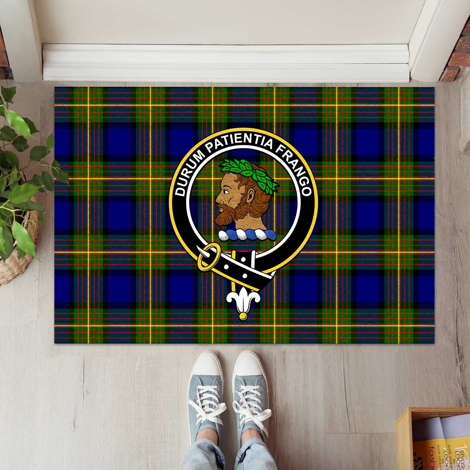 Moore Tartan Rubber Doormat with Family Crest L 60*90cm - Tartan Vibes Clothing