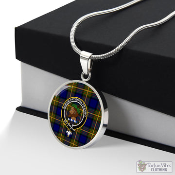 Moore Tartan Circle Necklace with Family Crest Luxury Necklace (Silver) No - Tartan Vibes Clothing